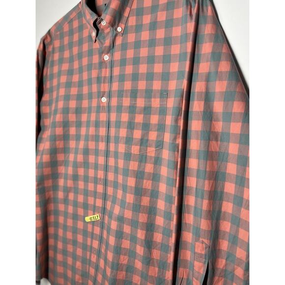 J.Crew Polo Button up Slim Plaid Long Sleeve Red Grey Casual Preppy Mens Medium - Picture 5 of 8